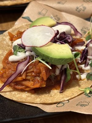 The carrot chipotle tacos   at Gallo Santo in Barcelona