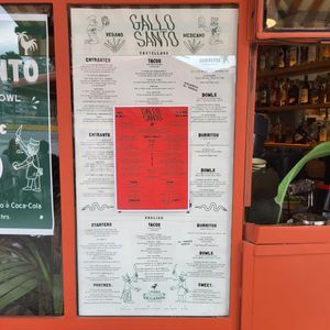Menu at Gallo Santo in Barcelona