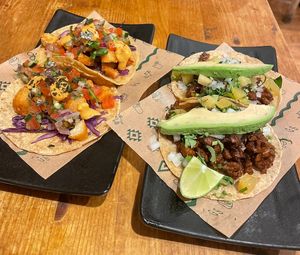 Fish & pastor tacos  at Gallo Santo in Barcelona