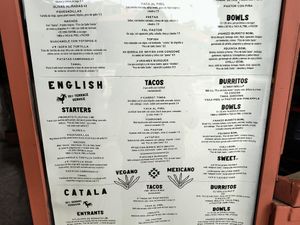 Menu at Gallo Santo in Barcelona