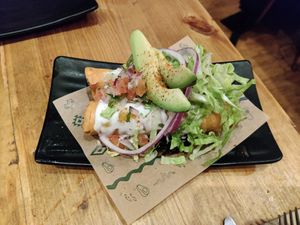 Sweet potato flautas at Gallo Santo in Barcelona