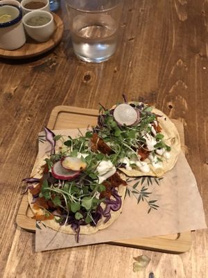 Yaca (jackfruit ) tacos- incredible !!! at Gallo Santo in Barcelona