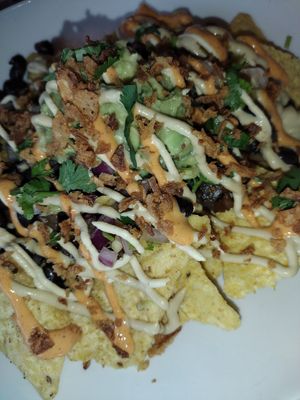 My yummy vegan nachos...among the best I've had since becoming Vegan. at Juice Kitchen in Coral Springs