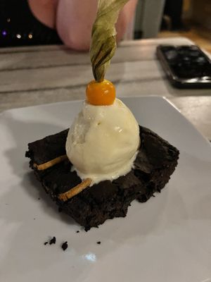 Peanut butter brownie a la mode  at Fishes & More in Palm Beach