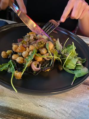 Portobello stuffed chickpea piccata at Fishes & More in Palm Beach