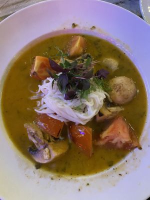 Lemongrass soup- pretty good actually   at Fishes & More in Palm Beach