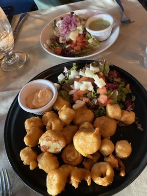 Calamari vegani and side salad   at Fishes & More in Palm Beach