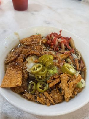 Wan tan noodles  at Chin Hua Vegetarian Food in Malacca