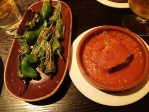 Pimientos de Padron and Berenjena Rellenas de Pimientos at Cafe Andaluz - St. Vincent in Glasgow