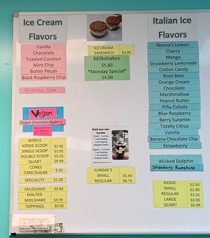 Menu at Zirilli's Chilly Treats  in Cape Coral