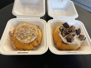 Caramel (left) Chocolate (right)  at Cinnaholic in Toronto