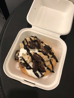 Marshmallow frosting, cookie dough, PB cups, chocolate drizzle at Cinnaholic in Toronto