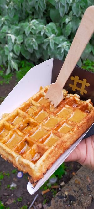 Waffle with salted caramel  at VeganWaf in Brussels