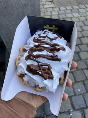 Whipped cream and chocolate  at VeganWaf in Brussels