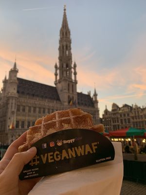 Vegan Waffle with icing sugar  at VeganWaf in Brussels