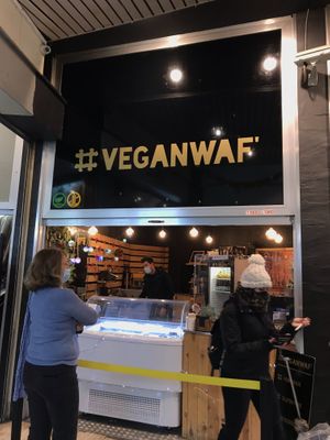 outside at VeganWaf in Brussels