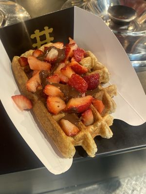 Choc and strawberries   at VeganWaf in Brussels