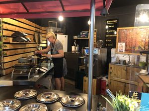 Very friendly service from this lovely lady  at VeganWaf in Brussels