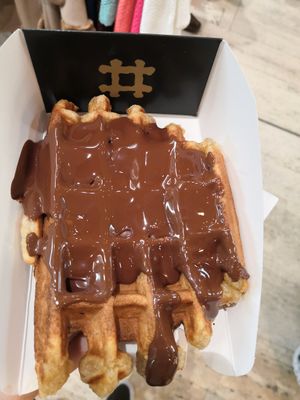 Vegan waffle with chocolate at VeganWaf in Brussels
