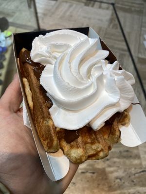 Choc sauce and cream  at VeganWaf in Brussels