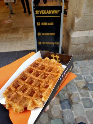 Salted caramel waffle at VeganWaf in Brussels
