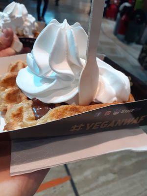 Chocolate and chantilly. The chantilly is amazing!! at VeganWaf in Brussels