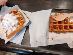 "whipped cream" and Liege syrup at VeganWaf in Brussels