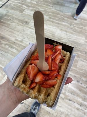 Waffle with strawberries   at VeganWaf in Brussels