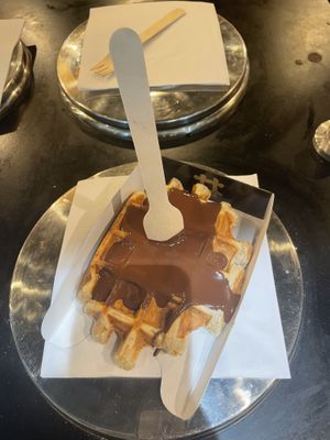 Vegan waffle with chocolate   at VeganWaf in Brussels