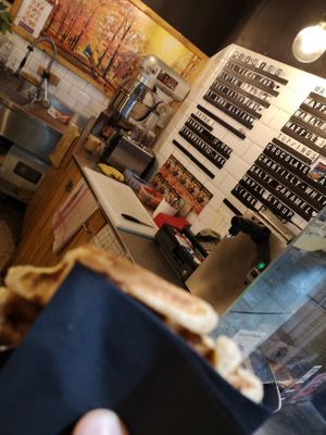 Waffle and inside at VeganWaf in Brussels