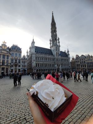 Vegan waffle with caramel and cream at VeganWaf in Brussels