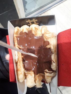 Waffle with chocolate 😋 at VeganWaf in Brussels