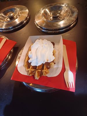 VeganWaf waffle with chocolate and cream (13 August 2024) at VeganWaf in Brussels