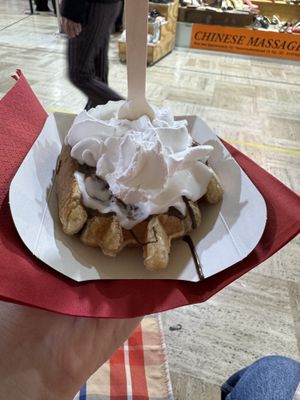 Waffle with chocolate and whipped cream  at VeganWaf in Brussels