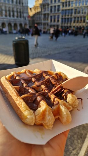 Waffle with chocolate at VeganWaf in Brussels
