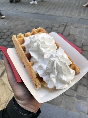 Salted caramel and whipped cream  at VeganWaf in Brussels