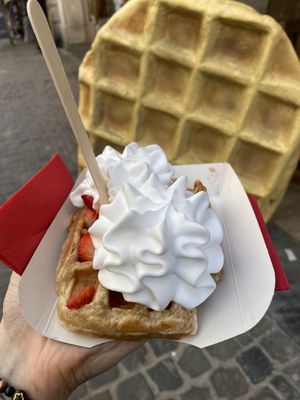 8€ total (2,50€ for the strawberries)  at VeganWaf in Brussels