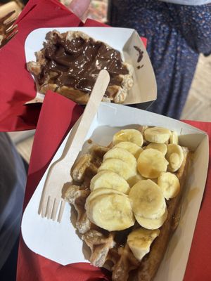 Freshly made vegan waffles  at VeganWaf in Brussels