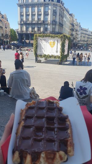 Waffle with just chocolate sauce at VeganWaf in Brussels