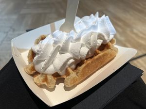 Waffle with chantilly  at VeganWaf in Brussels