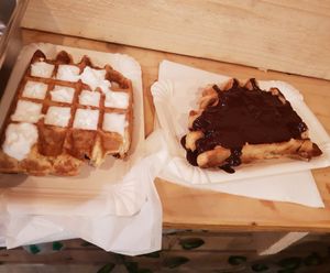 Each toppibg option (€10 together) at VeganWaf in Brussels