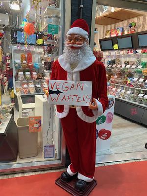 Santa likes vegan waffles. at VeganWaf in Brussels