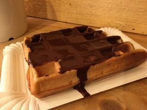 Waffle with chocolate at VeganWaf in Brussels