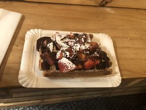 Chocolate strawberry waffles at VeganWaf in Brussels