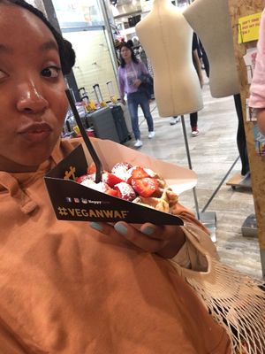 Happy me  at VeganWaf in Brussels