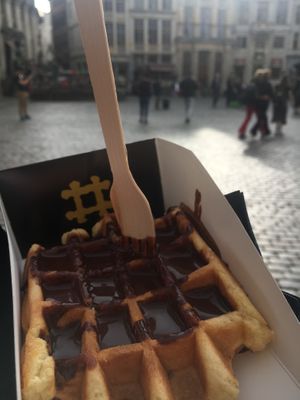 Waffle with chocolate sauce!  at VeganWaf in Brussels