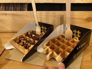 Chocolate sauce / maple syrup at VeganWaf in Brussels