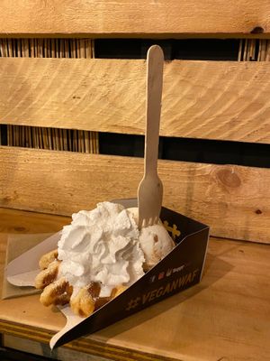 Whipped cream and ice cream at VeganWaf in Brussels