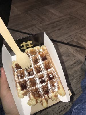with caramel sauce at VeganWaf in Brussels