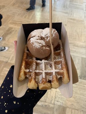 Hazelnut chocolate ice cream  at VeganWaf in Brussels
